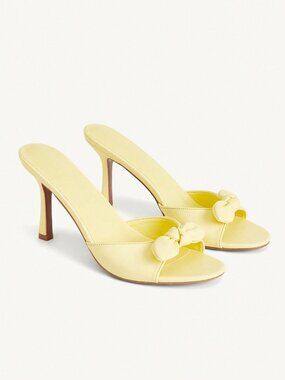 yellow Elegant Women's Round Toe High Heel Mules Sandals Shoes